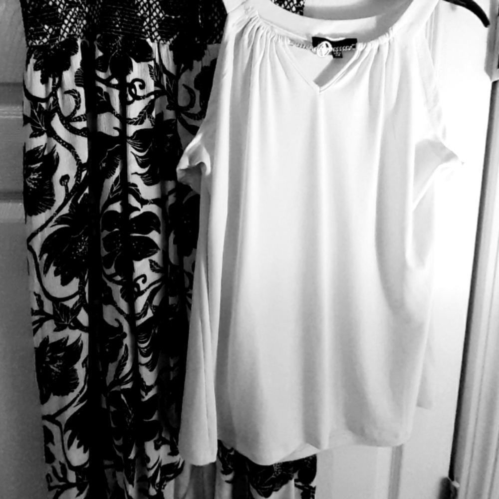 Blouse by INC white blouse size L with fashion skirt